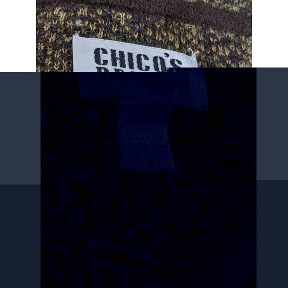 Chicos Design Womens S Wool Blend Cardigan Sweater Jacket Brown Paisley Button - Picture 3 of 3